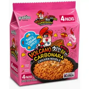 Paldo Volcano Carbonara Chicken Noodle, 4 Pack